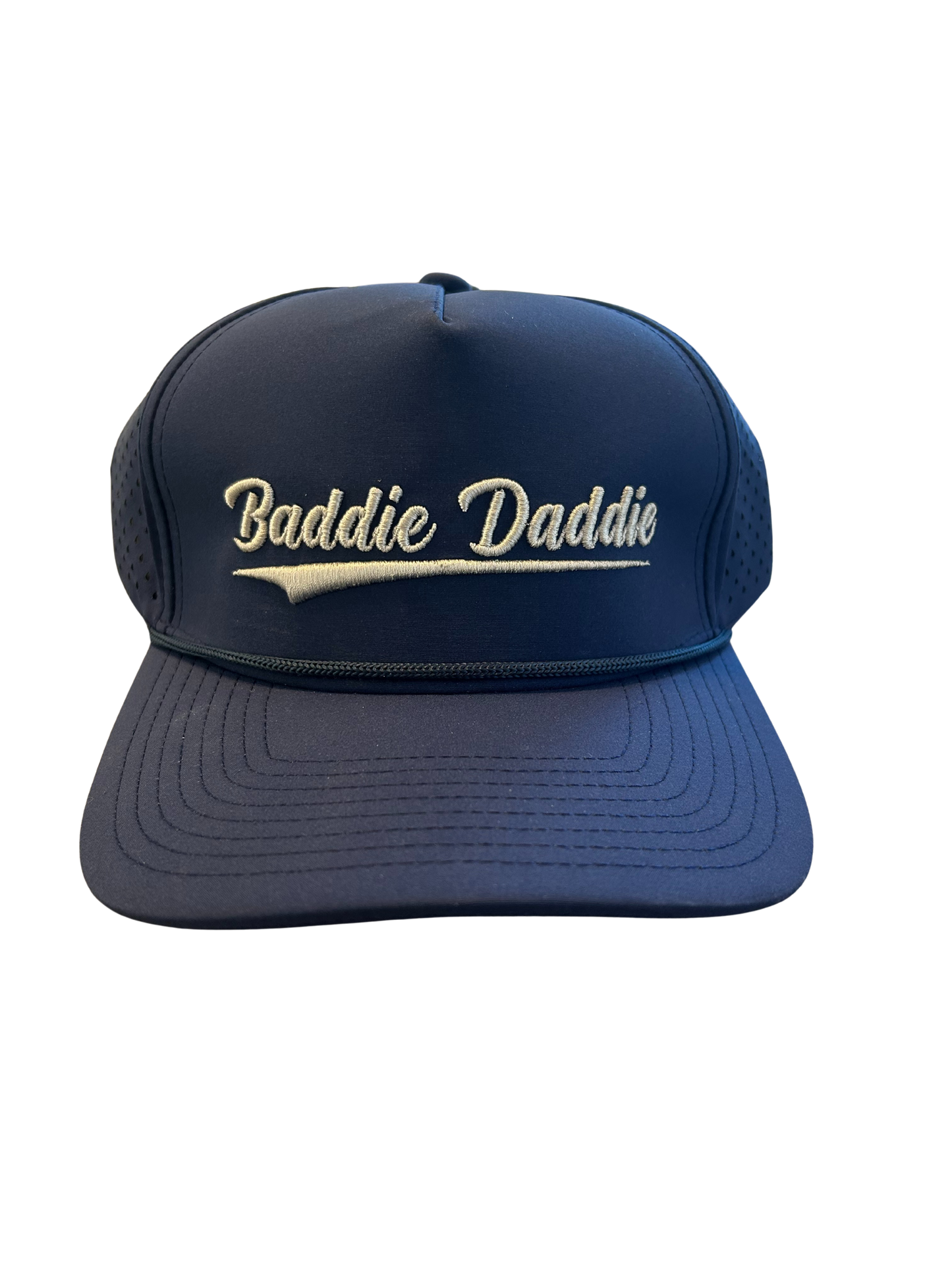 Navy Blue and Silver Laser Mesh Rope hat
