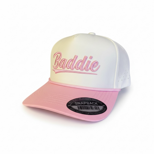 White and Pink Laser Mesh Rope hat