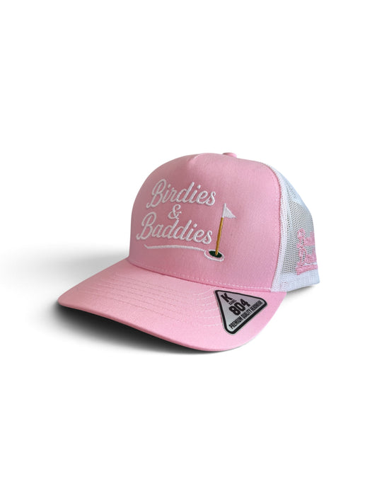 Pink B&B White Stitch Mesh