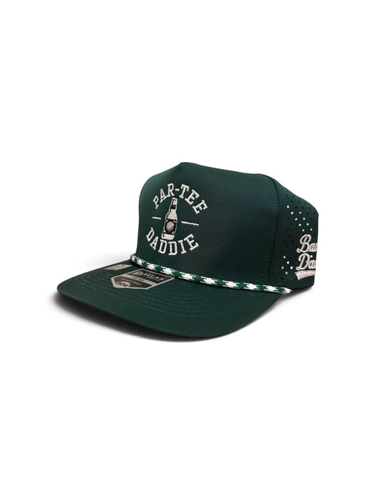 Dark Green & White PD Stitch Laser Mesh with rope