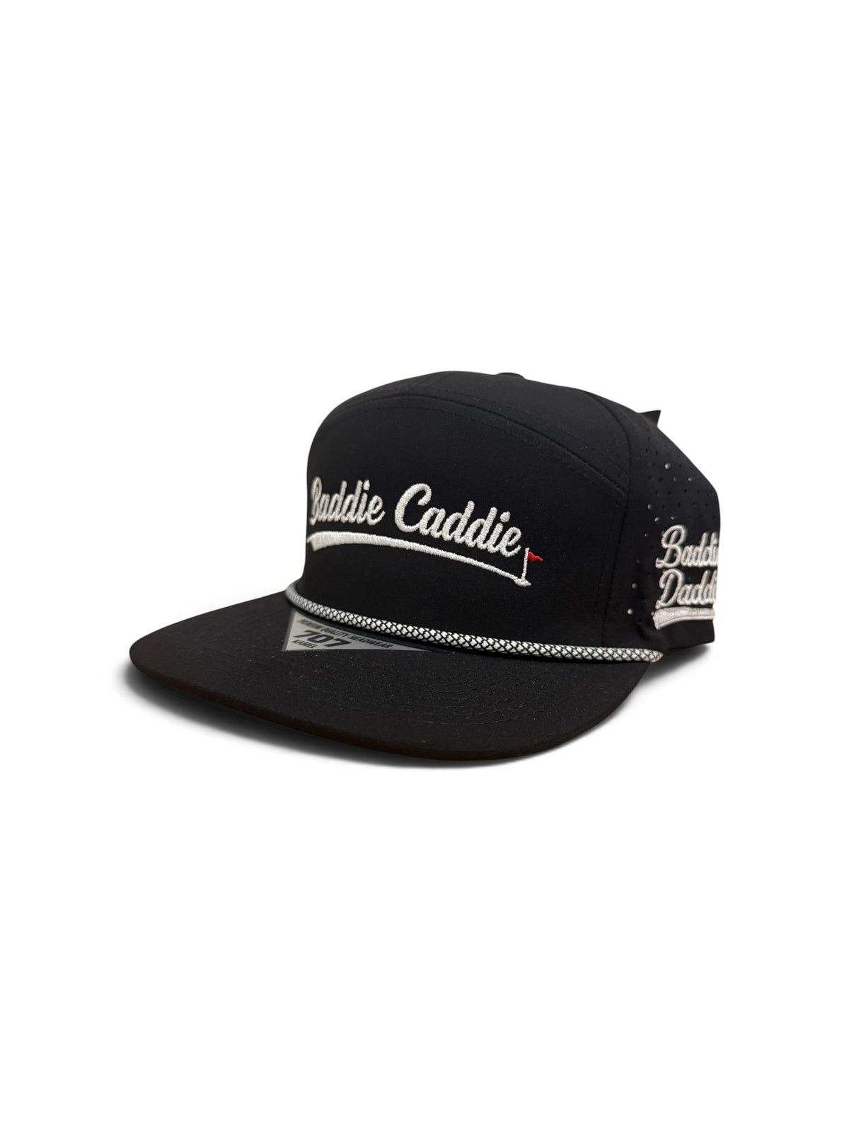 Black 7 panel & White Baddie Caddie with rope