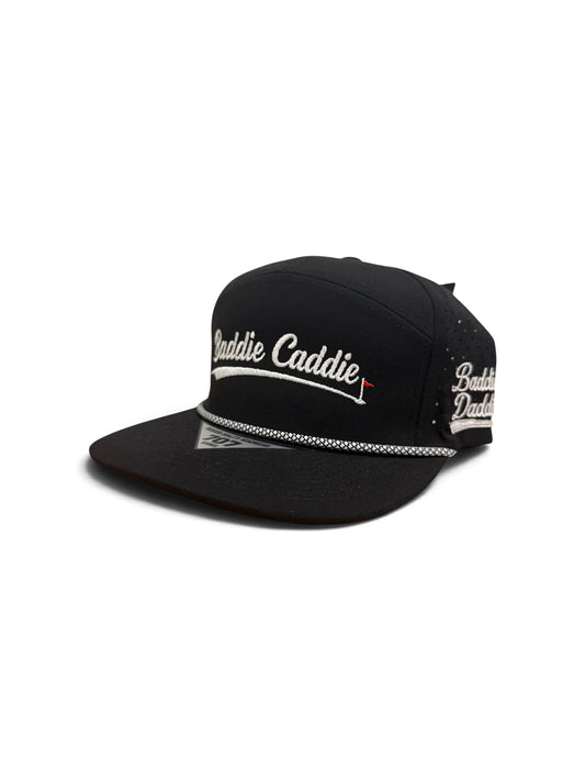 Black 7 panel & White Baddie Caddie with rope