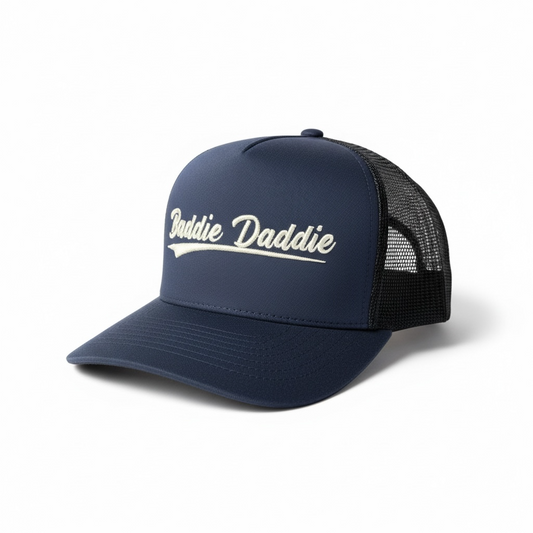 Navy BD Stitch in White
