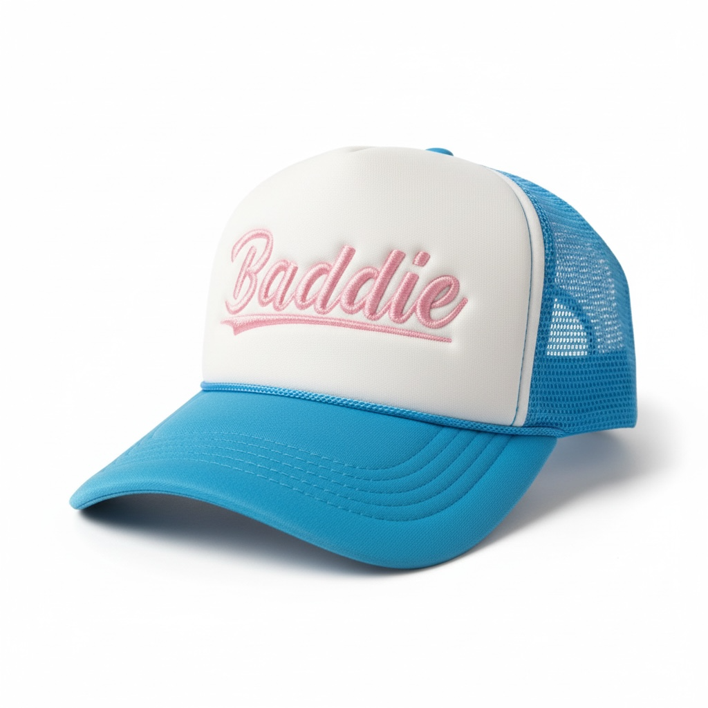 Neon Blue Baddie Stitch in Pink