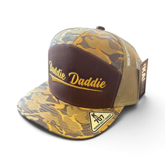 Brown Camo With Brown Mesh 5 panel Gold BD Stitch